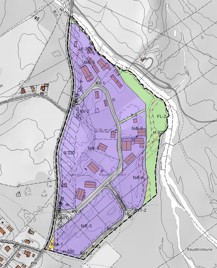 Kartet syner Raubrøtmoen industriområde del 3 - Klikk for stort bilete